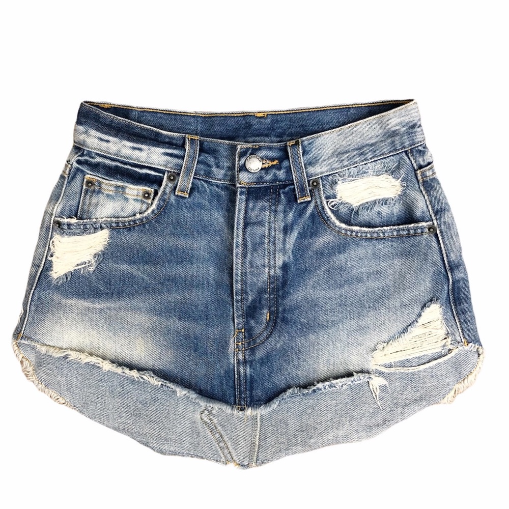 LF Carmar Distressed Mini Denim Skirt